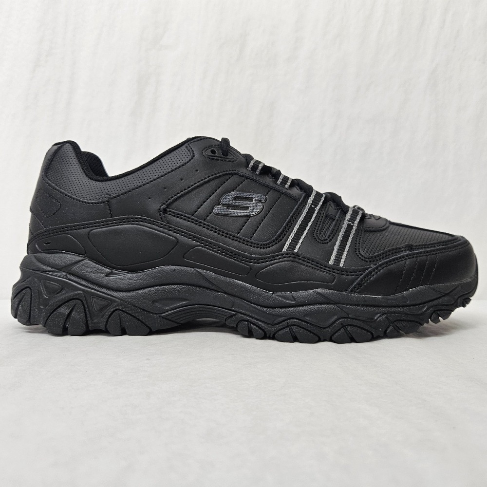 Skechers After Burn Strike On Training Shoe 50122/BBK Black Leather Mens Size 12 - Picture 2 of 9